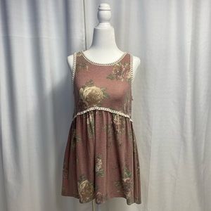 143 Story by Line Up Dusty mauve floral babydoll tank top Size Small